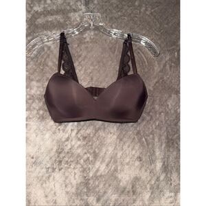 Aerie Wireless Brown Lace Trim Strap 34C Comfort Low Support